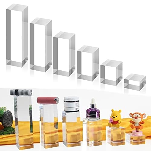 6 PCS Acrylic Display Block Clear Display Risers Cube for Action Figure ...