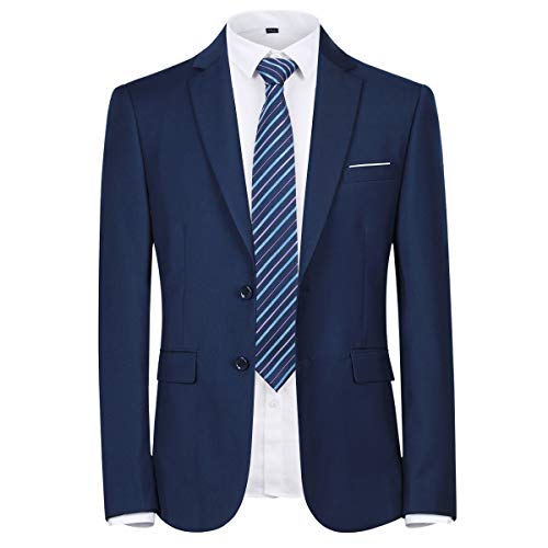 Men's 2-Piece Suits Slim Fit 2 Button Dress Suit Jacket Blazer & Pants Set Navy #TOP1