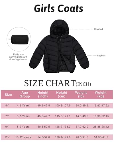 Fanient Kinder Mäntel Winterjacke Mädchen Warm Schwarz Kapuze Mäntel Wasserdichte Winddicht Outwear für Jungen 4-5 Jahre