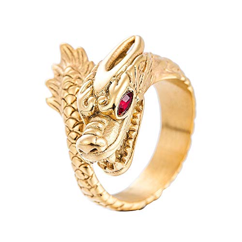 Bague dragon yeux rouges hommes acier inoxydable cadeau idéal anniversaire mariage