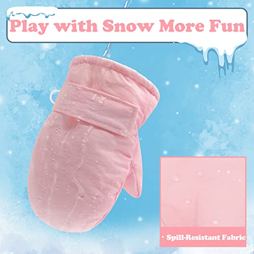 Image of Sarfel 2 Pairs Toddler Gloves Waterproof Toddler Winter Mittens for Kids Snow Gloves Warm Baby Winter Mittens for Boys Girls, Pink & Hot Pink, 2-5T