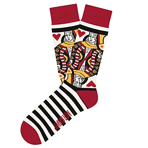 Jimmy Lion Calcetines Queen of Hearts en color Blanco y Rojo, fabricados en algodón peinado de primera calidad. Talla: 41-46 en media caña.