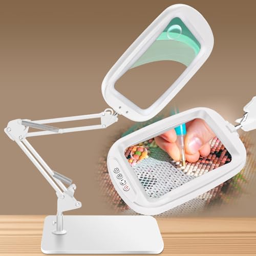 NZQXJXZ 10X 30X Lupa con Luz y Soporte, Lámpara de Aumento con Luz LED, 5 Modos de Color, Lámpara de Escritorio con Lupa Manos Libres para Leer, Manualidades, Pasatiempos, Trabajos de Cerca