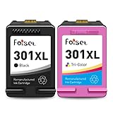Foiset Remanufacturado Cartucho de Tinta 301XL Reemplazo para HP 301XL 301 XL Compatible con HP Deskjet 1510 2540 3050 3050A Officejet 2620 4630 Envy 4500 4502 5530 Impresora (1 Negro, 1 Tri-Color