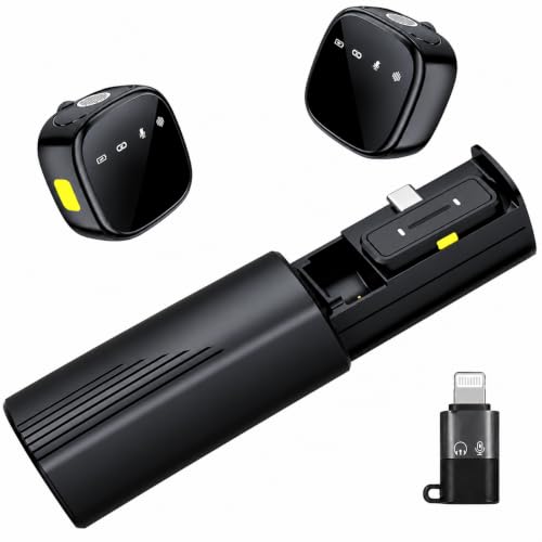 Image of Wireless Lavalier Microphone with Charging Case, Lightning & Type-C Receiver, AI Noise Cancellation, Clip-On Mic for Vlogging, Streaming & Recording