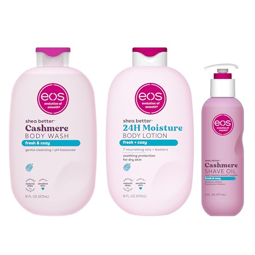 eos Shower Essentials Bundle- Body Lotion, Body Wash, Shave Oil -...