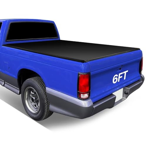M-AUTO Soft Tri-Fold Truck Bed Cover Soft Vinyl Tonneau Cover Compatible with 1982-1993 Chevy S10...