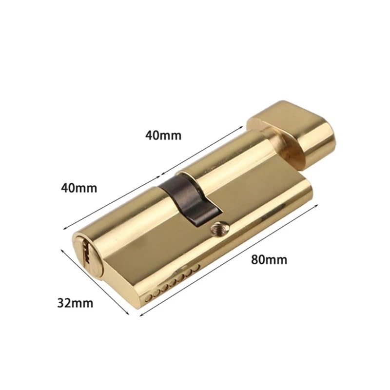 Bombin Cerradura Cerradura de cilindro latón for puertas y ventanas, seguridad 70, 80, 90 100 mm, llave(Gold-80mm)