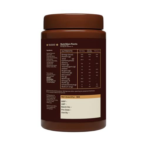 Image of NUTRIKICK Crunchy Chocolate Peanut Butter 1kg | High Protein Dark Chocolate Nut Spread | With Vitamin E | Gourmet Healthy Snack for Kids, Athletes & Fitness Enthusiasts