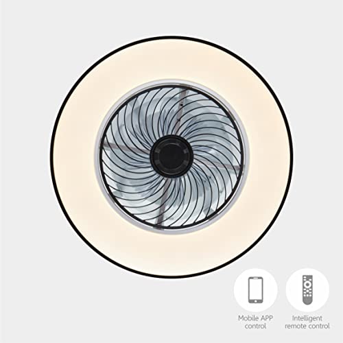 Yanaso Ceiling Fan With Light Modern, Bladeless, With Remote Control Smart Led Dimmable Lighting Indoor Low Profile Ceiling Fan Flush Mount (Black) #TOP6