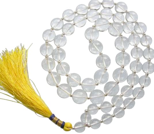 Gemstone King नेचुरल स्फटिक माला ओरिजनल सर्टिफिकेट A1 High Grade Sphatik Mala Original IGL Lab Tested White & Transparent Crystal Quartz Malaa 108 Beads For Pooja Purpose Prayer Saftik Beads Mala Septic Mala With Wonderful Clarity