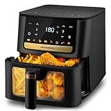 Berdsen Airfryer Heißluftfritteuse - 1700 W 6,5 l - Fritteuse Mit LED-Anzeige - Schwarz