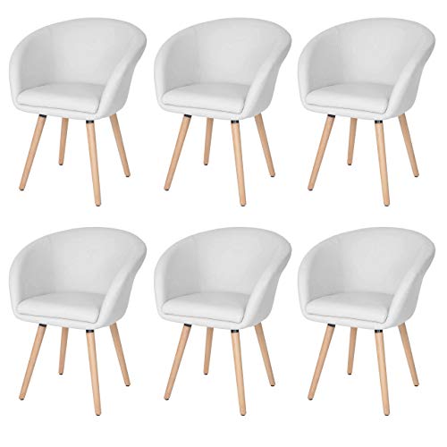 Mendler 6X Chaise de Salle à Manger Malmö T633, Fauteuil - Similicuir, Blanc