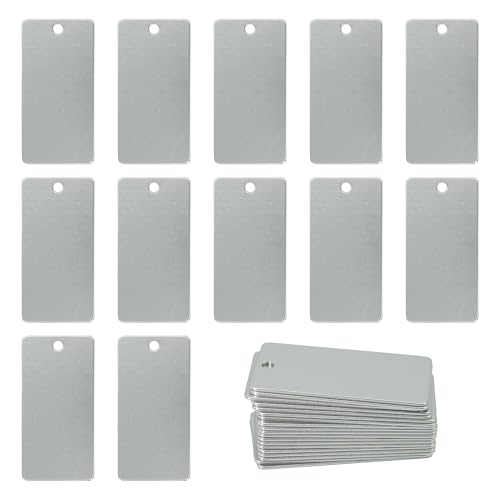 StayMax Aluminum Engraving Blanks Rectangle Blank Tags 1 Inch x 2 Inch 25 Pack (Silver)