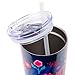 Silver Buffalo Disney Alice in Wonderland Floral Pattern Double Walled Stainless Steel Tumbler with Straw, 22 Ounces, Multicolor