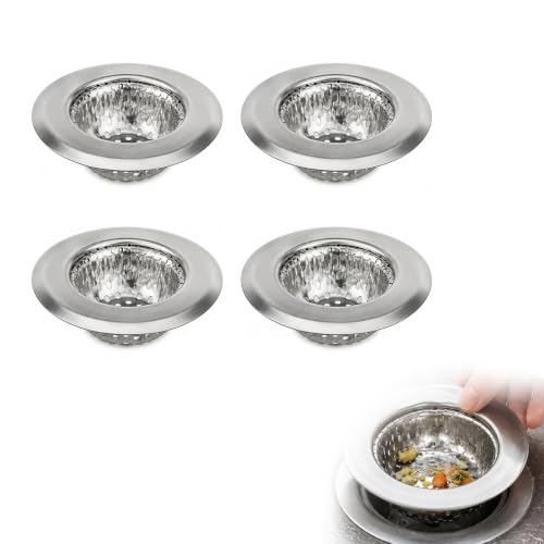 Savento 4 Unidades Colador de Desagüe,5,3 cm Filtro para Lavabo(Plateado)