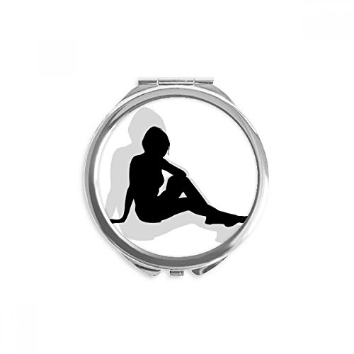 Miroir de maquillage de poche portable rond motif silhouette femme multicolore