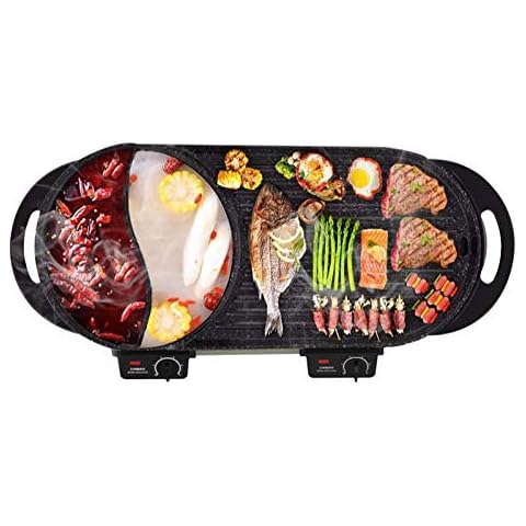 Liven Electric Grill With Hot Pot SK-J6860 Multifunctional, Indoor Teppanyaki Grill/Korean BBQ/Shabu Shabu Hot Pot, 3.6L Capacity for 2-10 People Cover