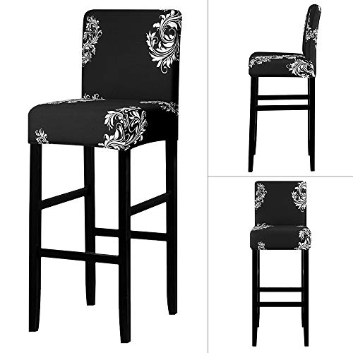 Image of Lellen Bar Stool Covers Set of 4 - Pattern Barstool Seat Covers,Stretch Bar Chair Covers,Removable Bar Stool Chair Covers,Chair Slipcovers,Stool Covers for Kitchen Dining Room Counter Island(125870)