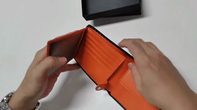 Portefeuille Homme Cuir Véritable RFID - Noir Et Orange - 10 Porte-Cartes + Porte-Monnaie + Porte-Clés