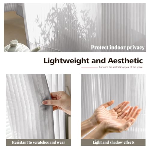 Image of Grey Sheer Curtains for Windows 72 inch Length, Grommet Top Semi Sheer Vertical Drapes Privacy with Light Filter for Bedroom /Living Room /Sliding Door,52W x 72L (2 Panels)