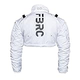 Fabric of the Universe Techwear Graphic Fashion Bomber Jacket (White CRB-003 Crop Bomber, Medium)