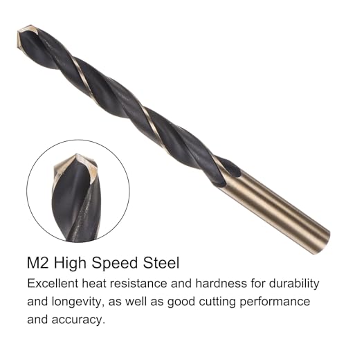 QUARKZMAN 2 Stück HSS Spiralbohrer 11 mm, Schwarze Nitrid- und Gold-Titanbeschichtung, Runder Griff, Metall-bohrer für Edelstahl, Aluminium, Hölzern und Hartplastik