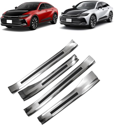 Ovhdriac クラウン クロスオーバー 35系 に適用 2022年9月〜サイドステップガード サイドモール スカッフプレート ドアシルプロテクターガーニッシュ 滑り止め付き止 ステンレス ヘアライン仕上げ シルバー 外装 カスタム パーツ For Cr