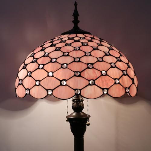 Image of WERFACTORY Tiffany Floor Lamp Stained Glass Standing Reading Light 64 Inch