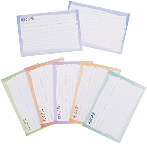 Juvale 60-Pack 4x6 Recipe Cards Double Sided, Colored Recipe Index Cards for Cooking and Kitchen Organization, Restaurants, Cafes, Diners, Watercolor Design, Bulk Pack