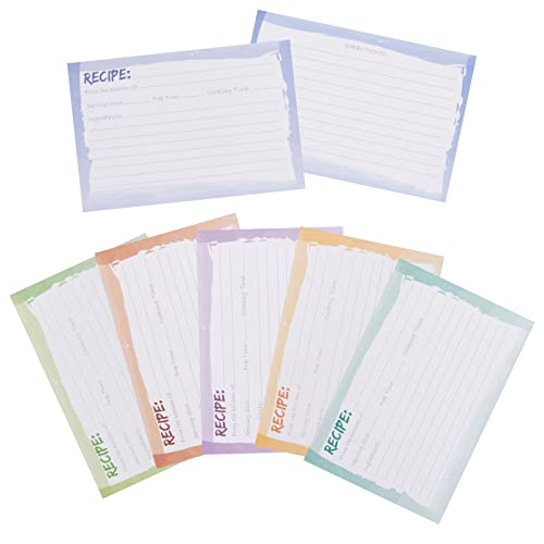 Juvale 60-Pack 4X6 Recipe Cards Double Sided, Colored Recipe Index Cards For Cooking And Kitchen Organization, Restaurants, Cafes, Diners, Watercolor Design, Bulk Pack #TOP10