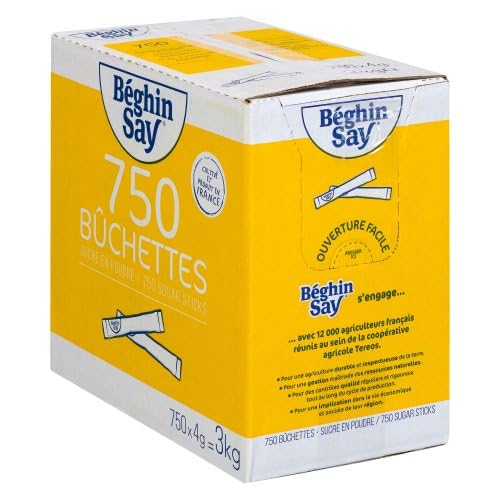 Sucre en Poudre en Bûchette de 3kg (750 x 4g) / Boîte Distributrice - Offres de 1 et 2 Boites - Livraison Gratuite France (1 boite)