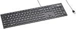 Clavier filaire Amazon Basics disposition US pour Windows, USB Plug and Play, Taille complète, Compatible avec PC, Ordinateur portable, Facile à utiliser avec contrôle multimédia, Noir
