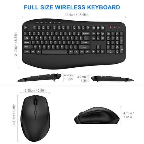 Image of Wireless Keyboard and Mouse Combo, EDJO 2.4G Full-Sized Ergonomic Computer Keyboard with Wrist Rest and 3 Level DPI Adjustable Wireless Mouse for Windows, Mac OS Desktop /Laptop /PC,Classic Black