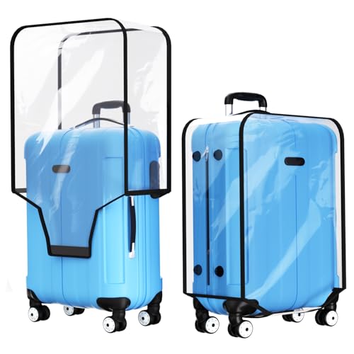 2 Pcs 22 in Suitcase Cover, Waterproof Clear PVC Portable Wear Resistant Reusable Trolley Luggage Protector Case for Business Trip and Daily Using