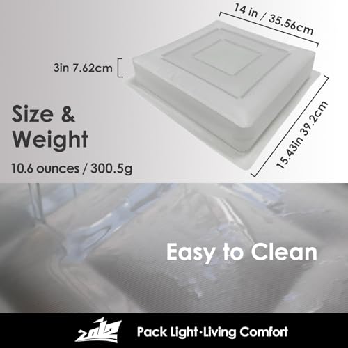 Inflatable Seat Cushion 14", Ultralight Camping Sit Pad, Portable Air Cushion for Stadium, Hiking, Hunting, RV Insulation Pad, Office Chair, Pressure Relief, Waterproof Compact Travel Pillow - White — view 6