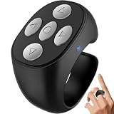 JTWEB Tik Tok Fingerspitzen Seitenwender Bluetooth Fernbedienung Scrolling Ring Wiederaufladbare Wireless Kamera Fernauslöser Selfie Taste Controller mit Ladehülle für iOS/Android,Schwarz(schwarz)