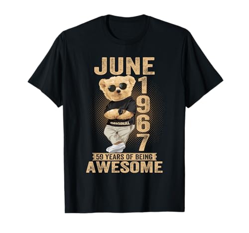 June 1967 59th Birthday 2026 Women 59 Years Teddy Bear T-Shirt