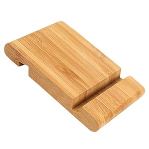 Tabanzhe Bamboo Mobile Phone Stand for Desktop – Versatile Bamboo Tablet Stand, Desk Cell Phone Holder, and Wood Tablet Holder Compatible with Tablets, and All Phones