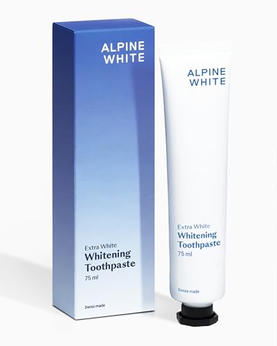 ALPINE WHITE Whitening Toothpaste Extra White I Whitening Zahnpasta vegan für extra weiße Zähne I Aufhellende Zahnpasta mit Aktivkohle, optischem Blaulichtfilter & Xylitol I Nachhaltige Zahnpflege