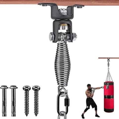 BeneLabel Punching Bag Hanger with Spring 360° Rotation Heavy Bag Beam Hanger Beam Mount Hardware Bracket for Boxing Bag with Carabiner, 150 LB Capacity Cover