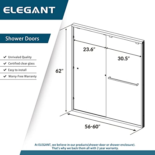 Elegant Bathtub Sliding Doors 60" W X 62" H Sliding Shower Doors With 1/4 In. Clear Glass Bypass Bathtub Door In Satin Black Shower Doors Glass Sliding 60 Inches Tub Shower Door #TOP6