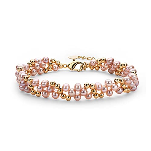Bracelet perle ovale eau douce naturelle et or 14K pour femme élégante