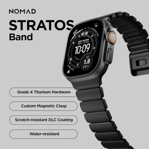 NOMAD Stratos Titanium Band With Inside FKM Interior Links Black and Black Titanium 49mm, Apple Watch Band Compatible with Ultra 1-3, Series 1-11 and SE, Band for Apple Watch Ultra by NOMAD - Used condition - Image 2