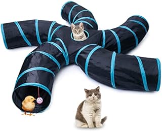 Cat Tunnel, Cat Toys S-Shaped Pet Tunnels, Cat Play Tent Interactive Toy Maze Cat House with Balls Cat Tunnels for Indoor Cats Kitten Puppy Rabbit Guinea Pig (5-Way)