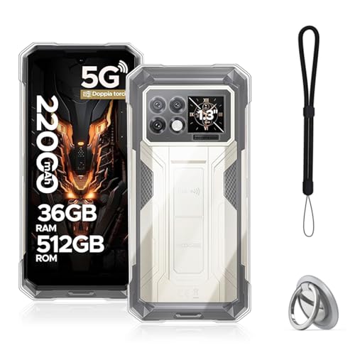 NOUKAJU Case for DOOGEE S200 Max, TPU Clear Protective Case,Stand Function,Adjustable Bracket,Protective Cover for DOOGEE S200 Max(Clear)