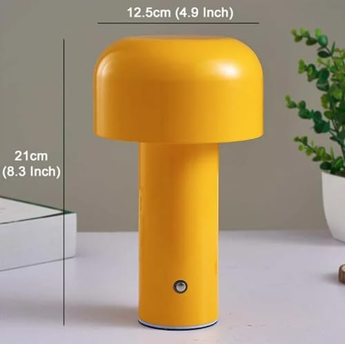 Image of NYRWANA Table Lamp, LED Rechargeable Lamp, Lamps for Home Decoration, Night Lamp for Bedroom, Lamp for Bedroom, Bedside Lamp, Light Lamp, Stepless Dimming, 3 Colour Touch Control - Metal (Yellow)