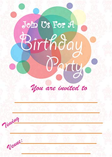 Image of Askprints Birthday Metallic card Invitations with Envelopes - Kids Birthday Party Invitations for Boys or Girls (25 Count) BIC-208