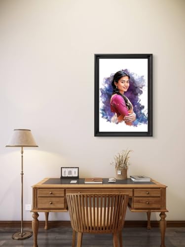 Image of Jadoun Customized Digital Oil Painting Photo Frame | Smock Style Personalized Portrait from Photo | Black Frame Wall Decor | Anniversary, Wedding, Birthday & Couple Gift | (12x8 Inch)