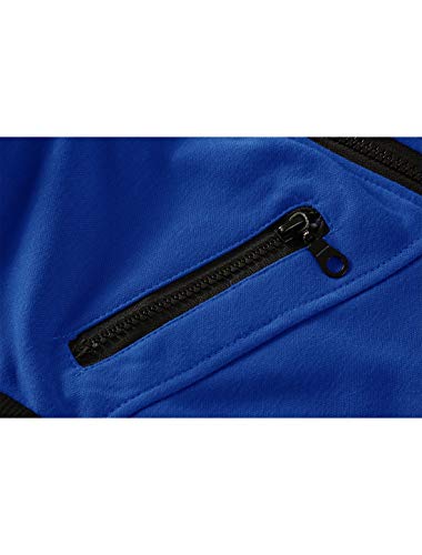 Chaleco con capucha para hombre Uxcell slim fit azul con cremallera y bolsillos prácticos 5